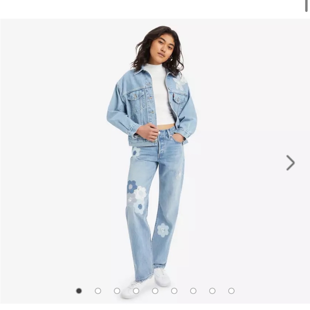 New Levis 501 90-s with patchwork flowers